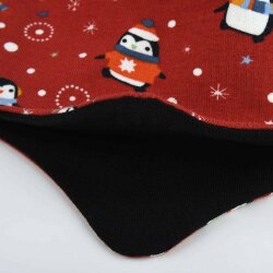 Baby-Beanie mit Ohrenschutz "Süße Pinguine" Weihnachten rot