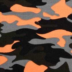 Sonnenhut Sommermütze "Camouflage" grau-schwarz-orange neon 
