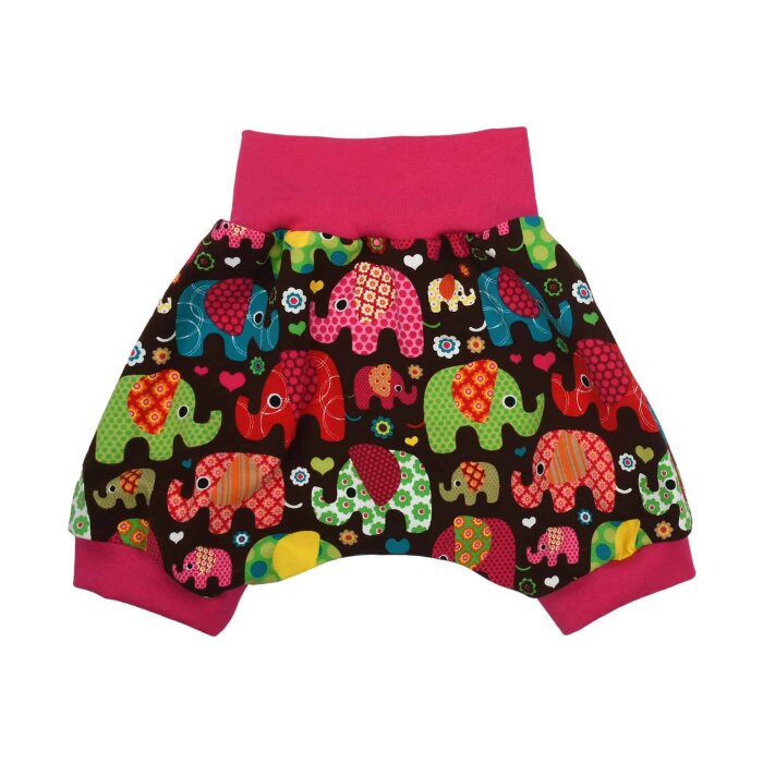 Kurze Pumphose Shorts "Glückliche Elefanten" pink