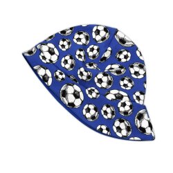 Sonnenhut Sommermütze "Fußball" royalblau