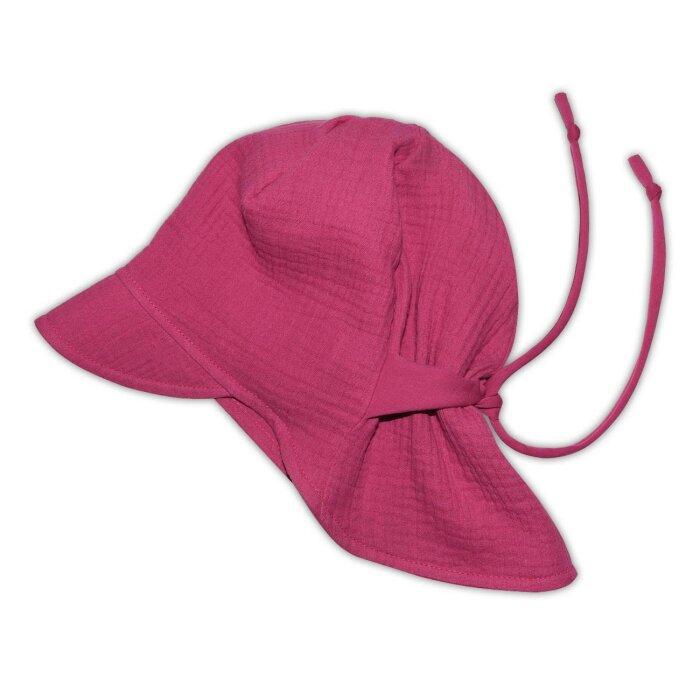 Musselin Sonnenhut Sommermütze zum mitwachsen pink Uni