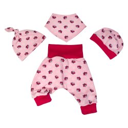 3-tlg Geschenkset Pumphose-Mütze-Tuch Erstlingsoutfit "Kleine Schmetterlinge" rosa