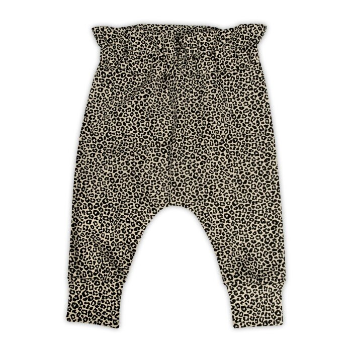 Paperbag Hose Leopardenmuster Animalprint beige-schwarz