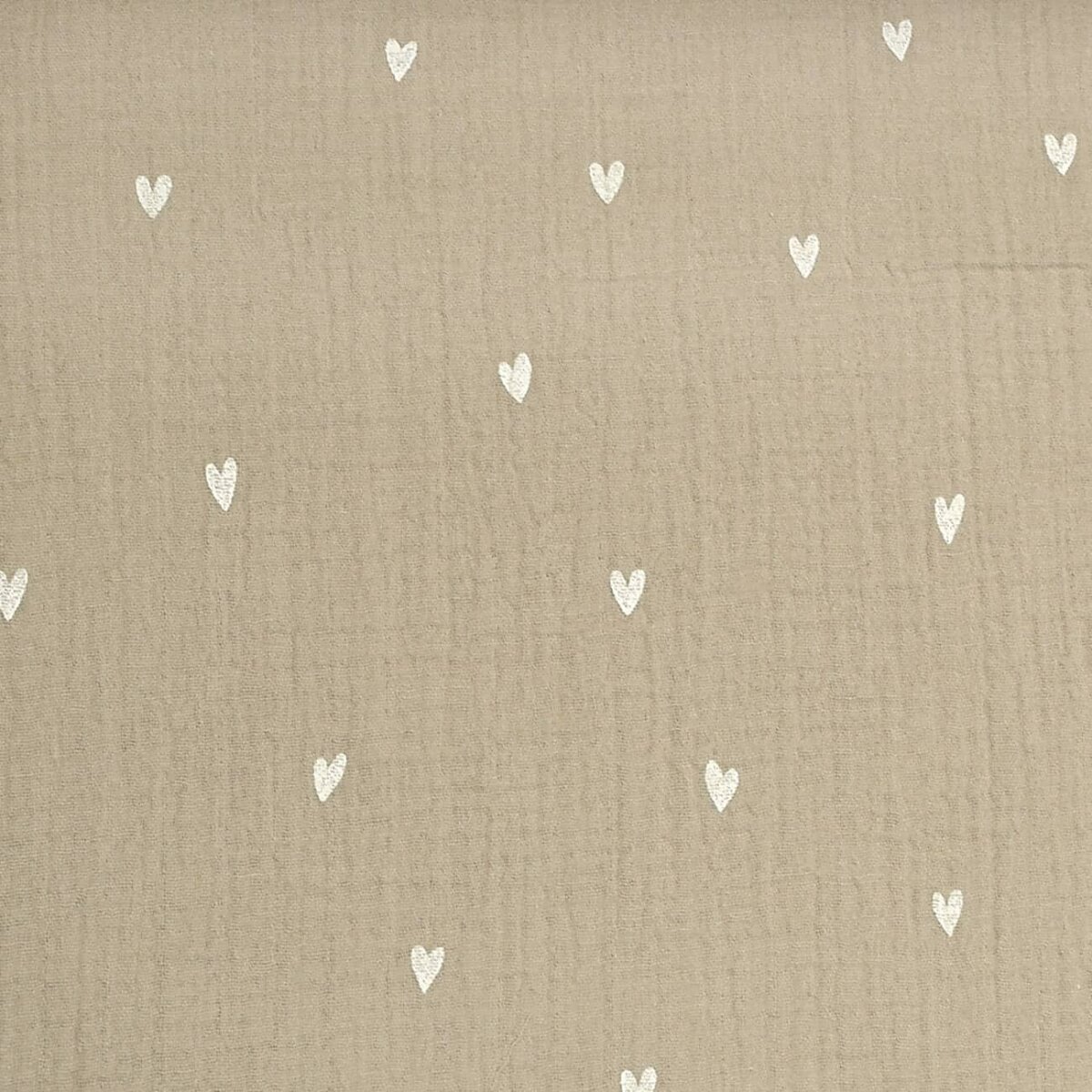 Detailaufnahme Musselin Herzchenstoff beige